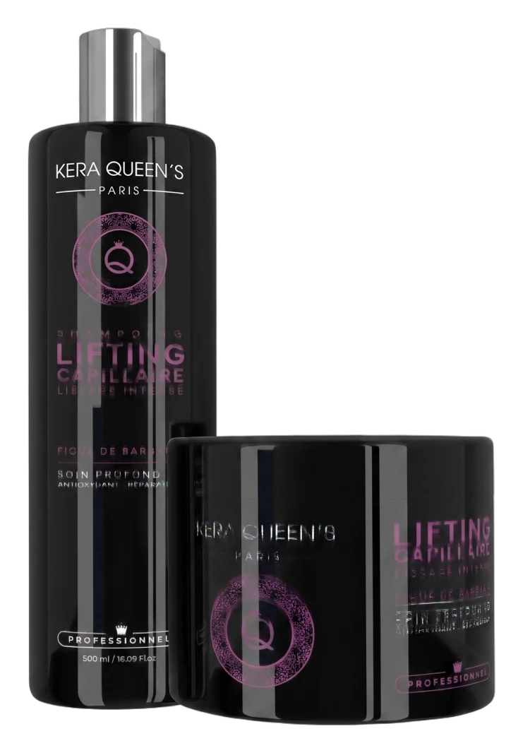 Duo Lifting Capillaire Figue de Barbarie Kera Queen's : shampooing 500 ml et masque 500 ml, lissage intense